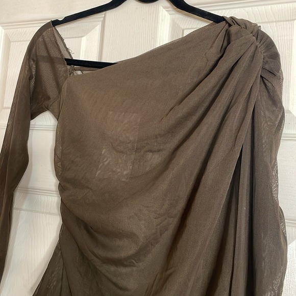 ZARA ASYMMETRICAL MESH BODYSUIT - Picture 4 of 7